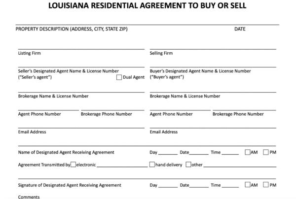 sec 1 of LA Residential agreement to buy or sell
