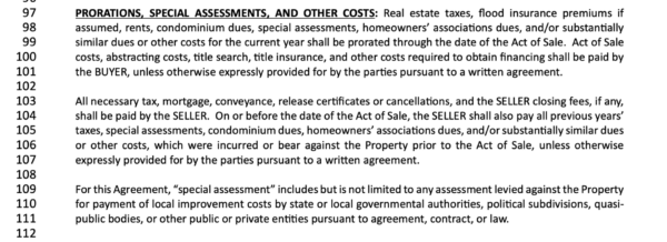 sec 10 of LA Residential agreement to buy or sell