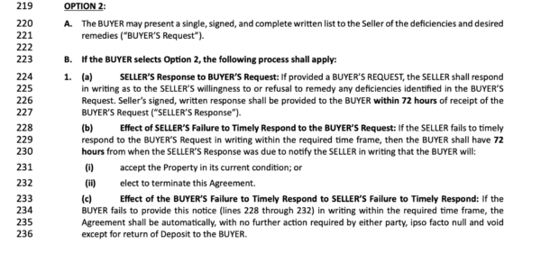 sec 16-3 of LA Residential agreement to buy or sell