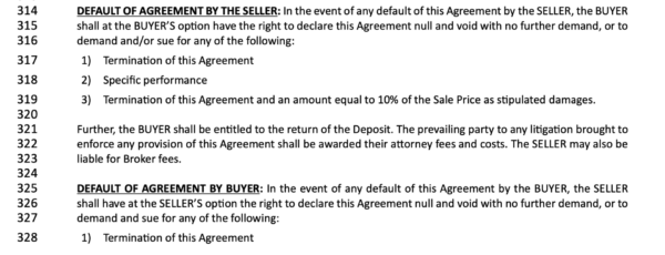 sec 22-1 of LA Residential agreement to buy or sell