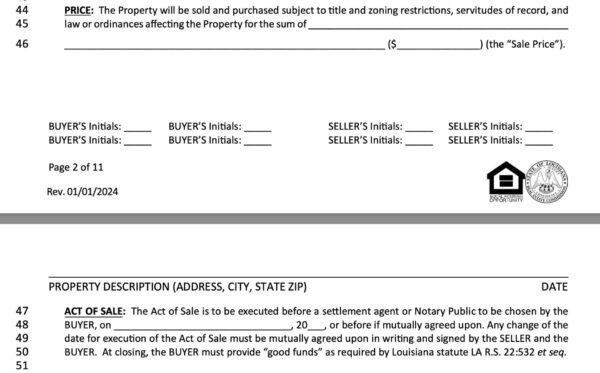 sec 6 of LA Residential agreement to buy or sell